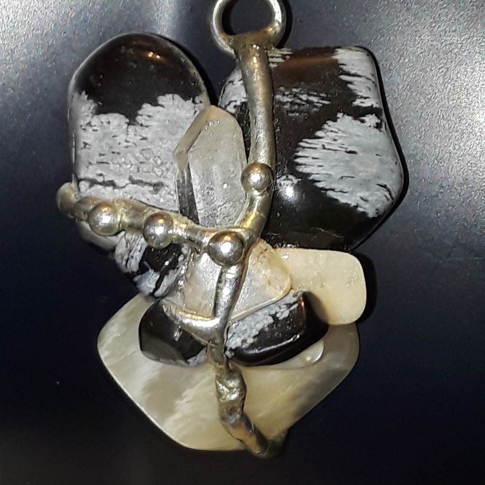 Multiple Healing stones fused  w/ SS with chain.